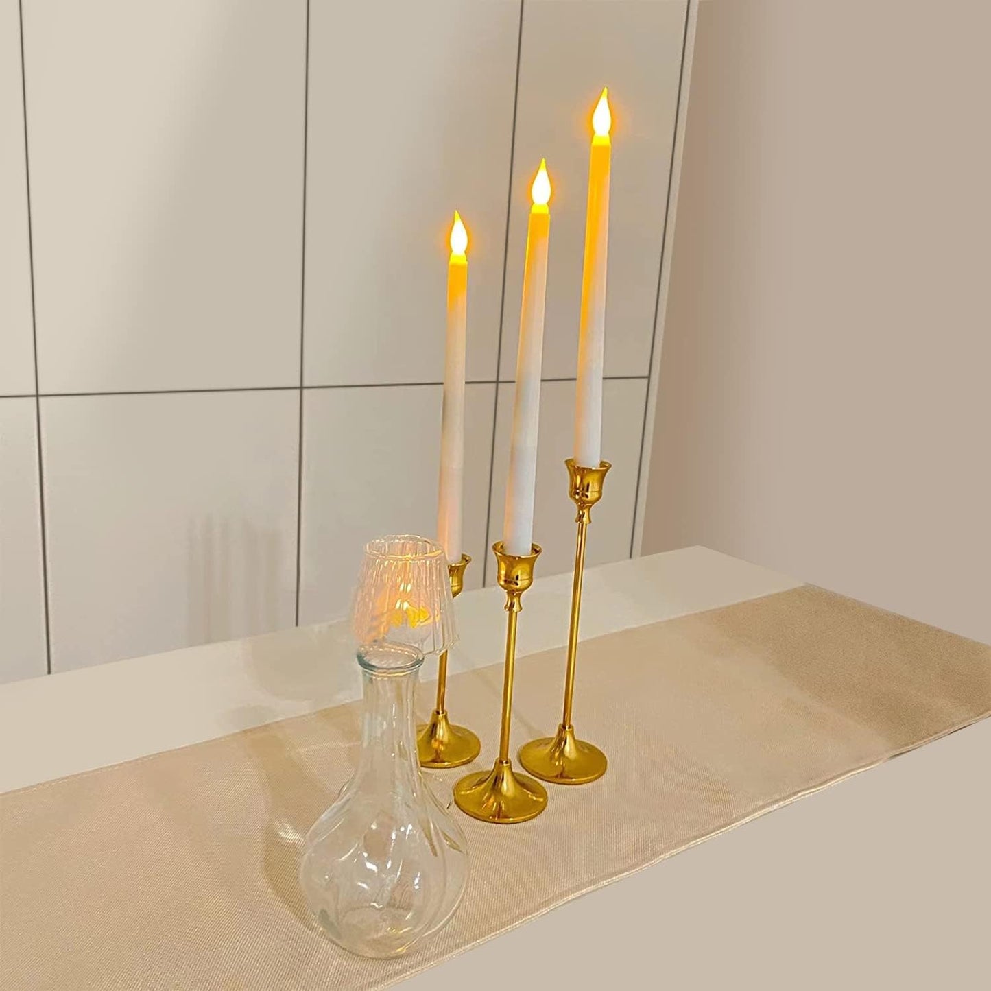 SET X4 UNIDADES DE VELAS LED LARGAS DECORATIVAS - EFECTO REAL