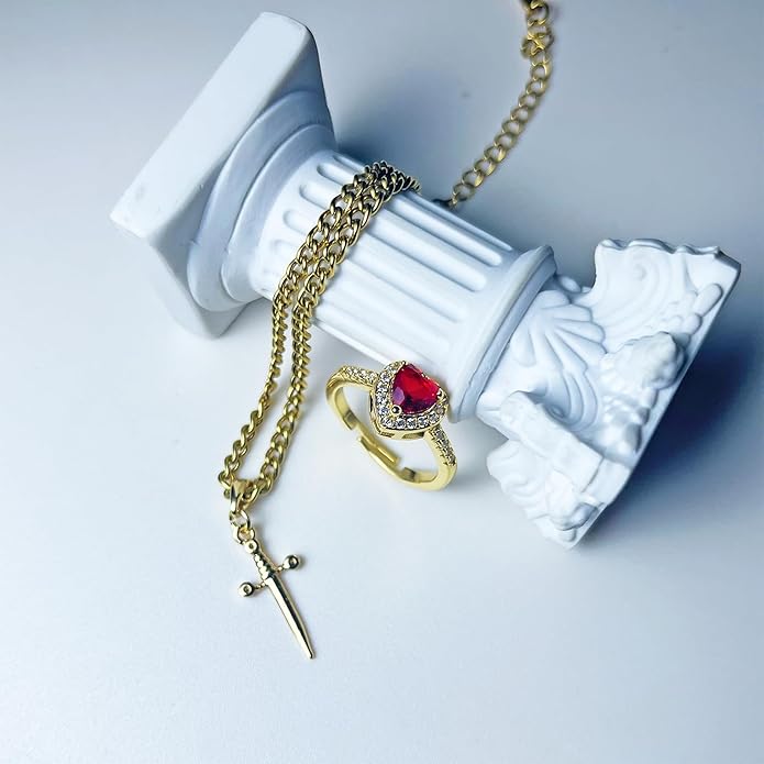 CADENA CON DAGA Y ANILLO CON CORAZÓN