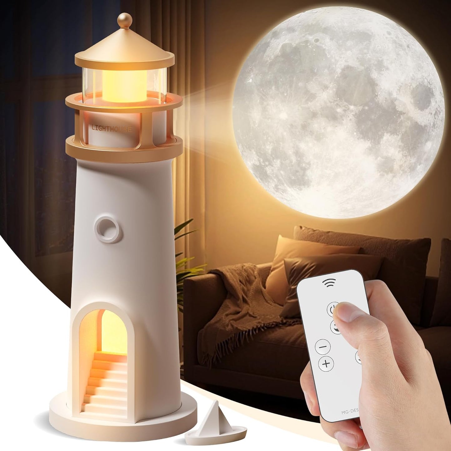 LÁMPARA FARO CON PROYECCIÓN DE LUNA