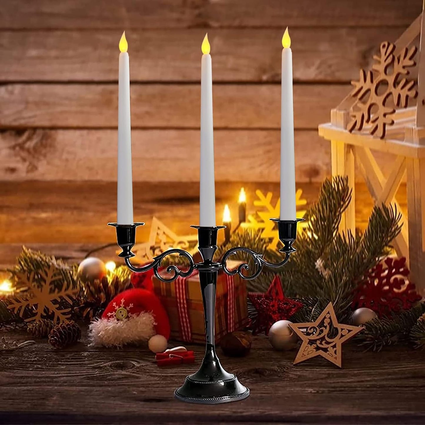 SET X4 UNIDADES DE VELAS LED LARGAS DECORATIVAS - EFECTO REAL
