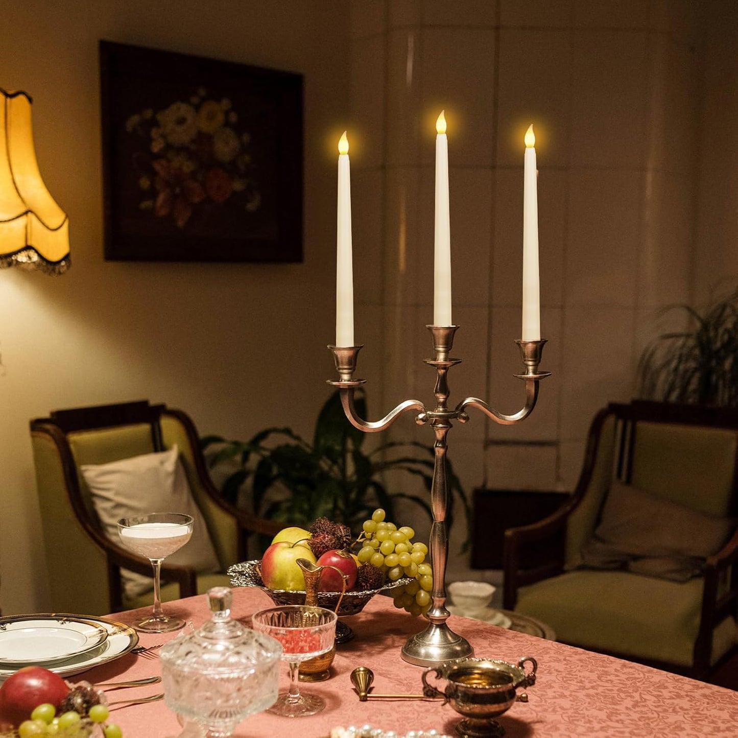 SET X4 UNIDADES DE VELAS LED LARGAS DECORATIVAS - EFECTO REAL