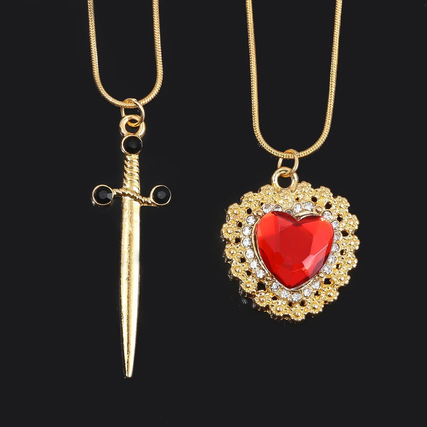 CADENAS CON DAGA Y CORAZÓN - AMOR INQUEBRANTABLE