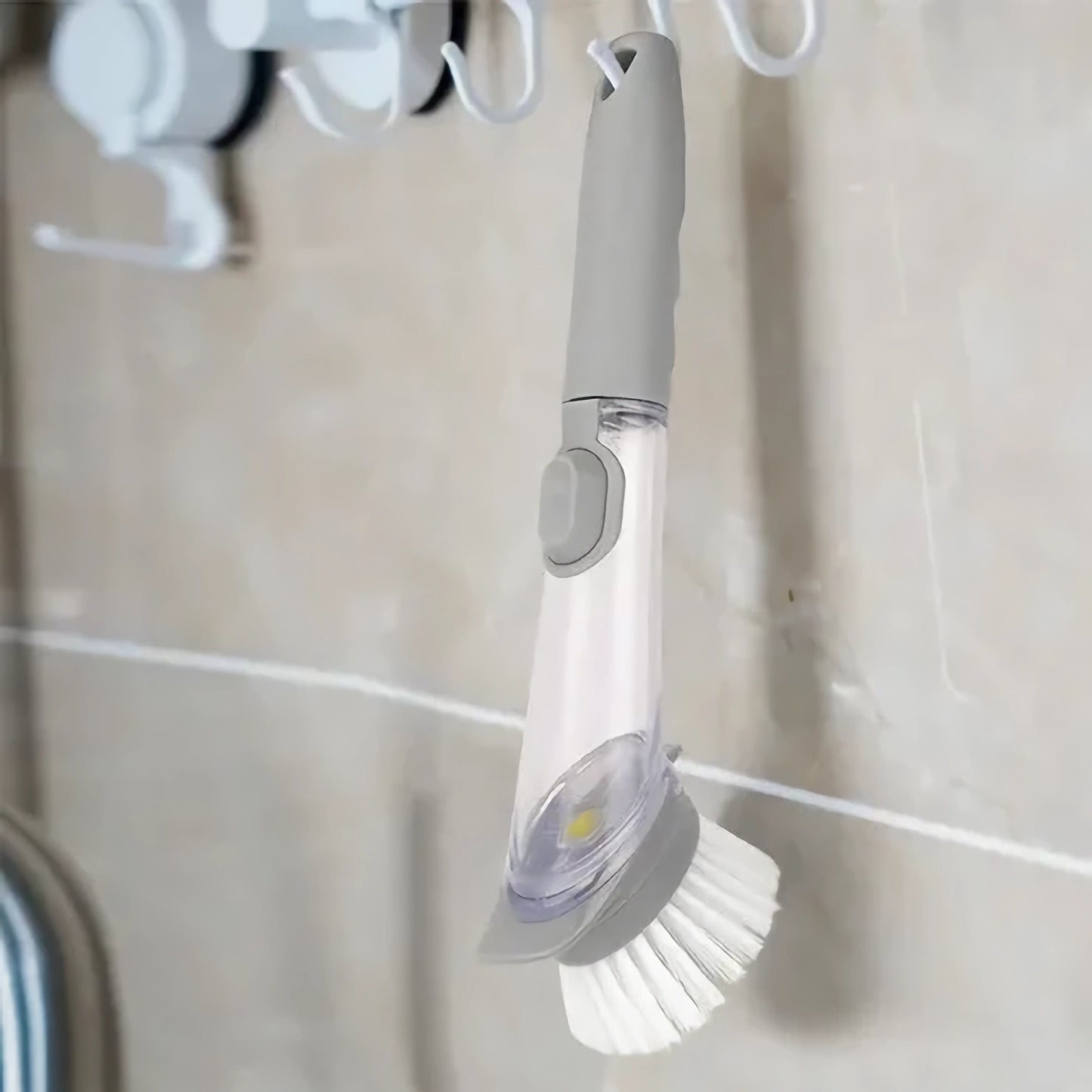 Cepillo lavaplatos con dispensador de jabón 2 en 1