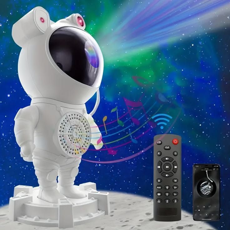 ASTRONAUTA PROYECTOR DE NEBULOSAS CON PARLANTE Y BLUETOOTH