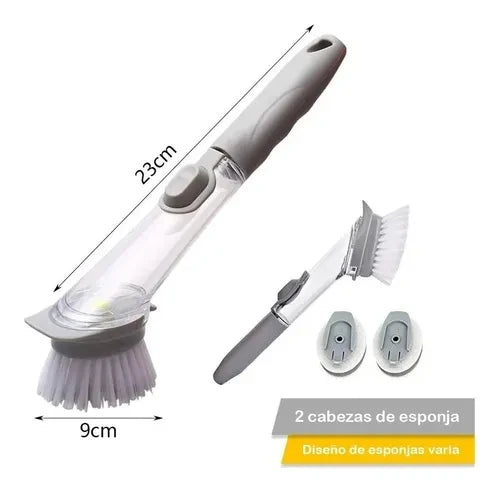 Cepillo lavaplatos con dispensador de jabón 2 en 1