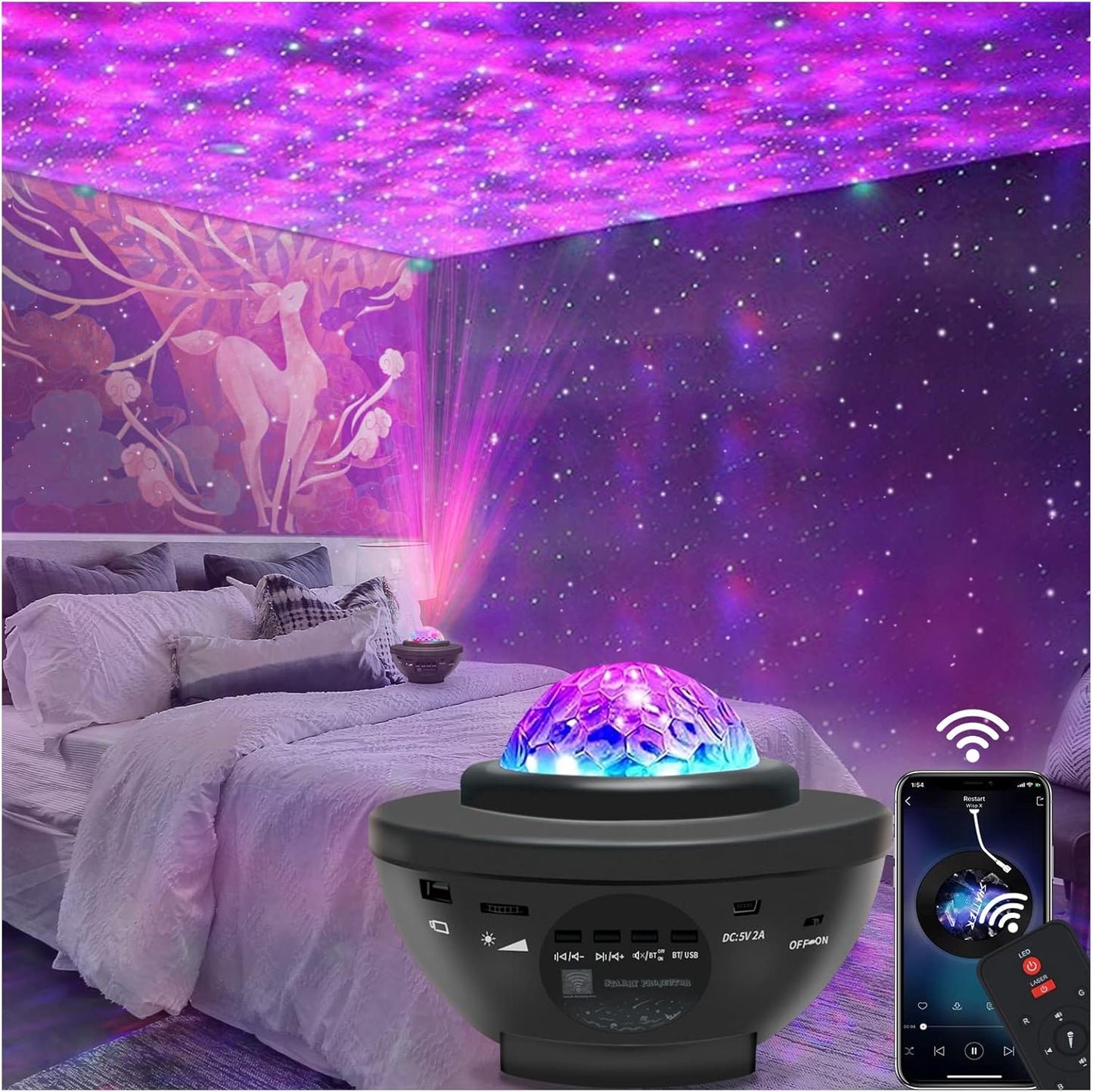 PROYECTOR DE GALAXIAS Y NEBULOSAS CON PARLANTE-BLUETOOTH
