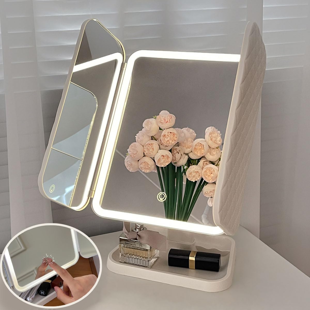 ESPEJO LED TRIPLE PARA MAQUILLAJE