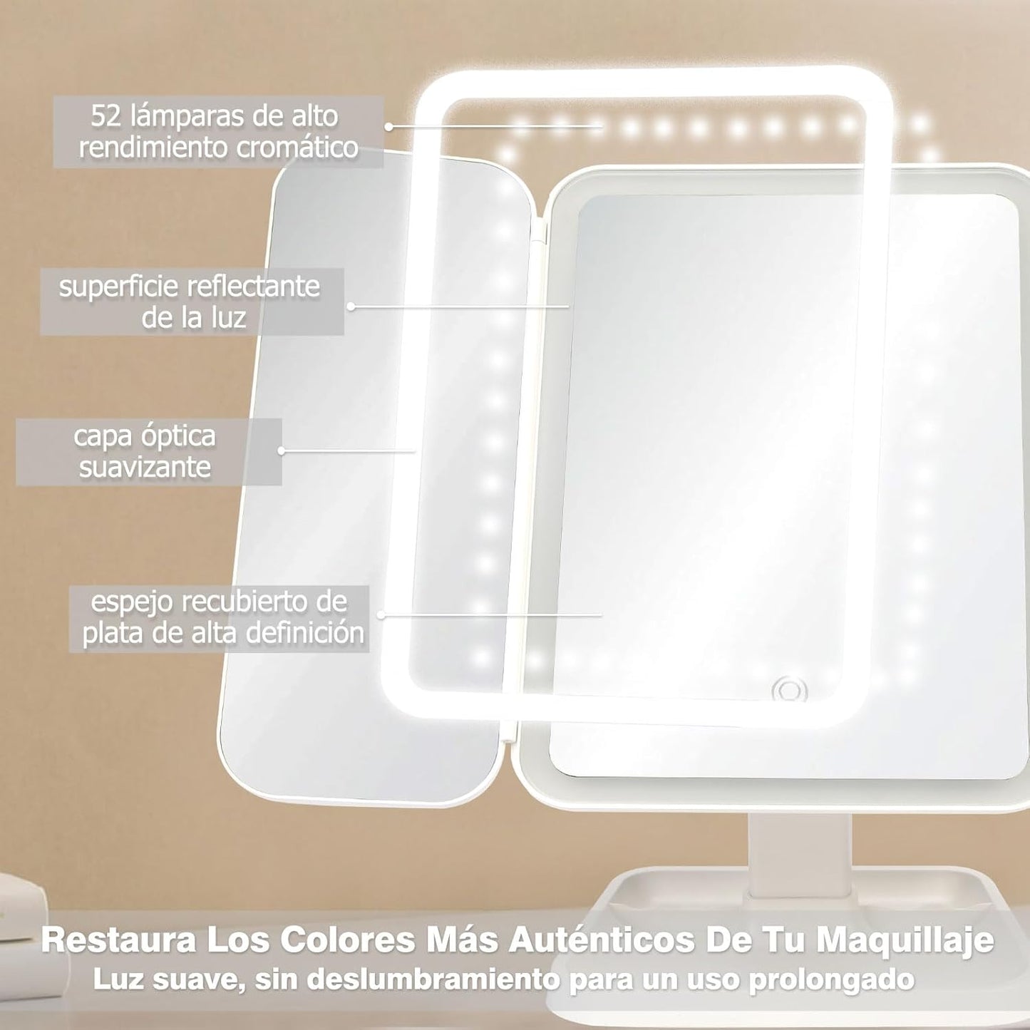 ESPEJO LED TRIPLE PARA MAQUILLAJE