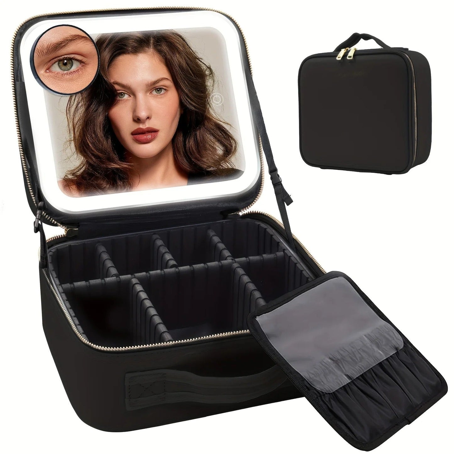 COSMETIQUERA PROFESIONAL CON ESPEJO LED