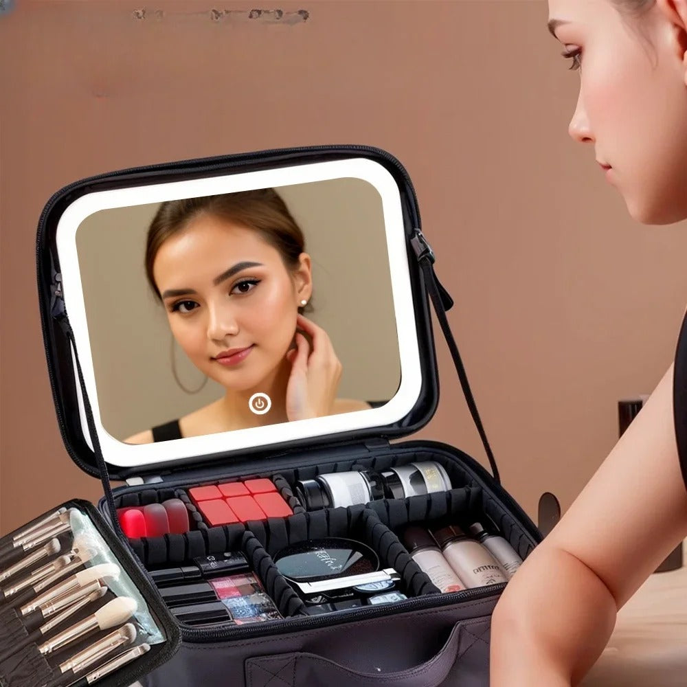 COSMETIQUERA PROFESIONAL CON ESPEJO LED