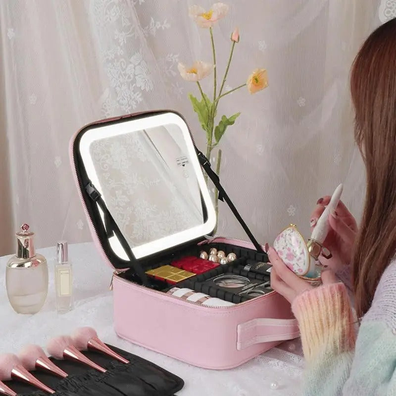 COSMETIQUERA PROFESIONAL CON ESPEJO LED