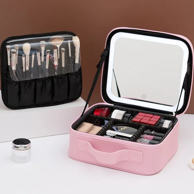 COSMETIQUERA PROFESIONAL CON ESPEJO LED