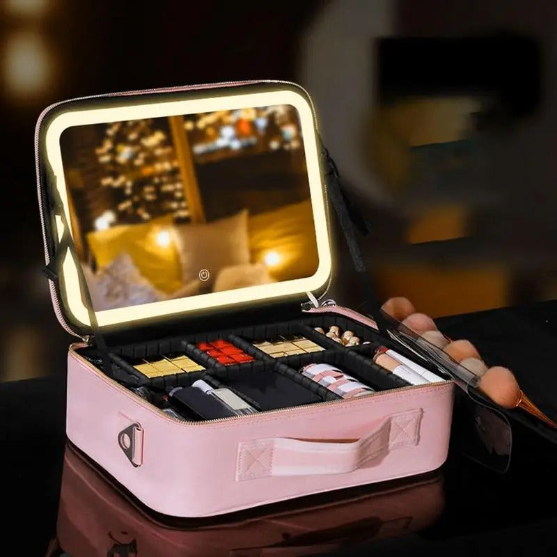 COSMETIQUERA PROFESIONAL CON ESPEJO LED