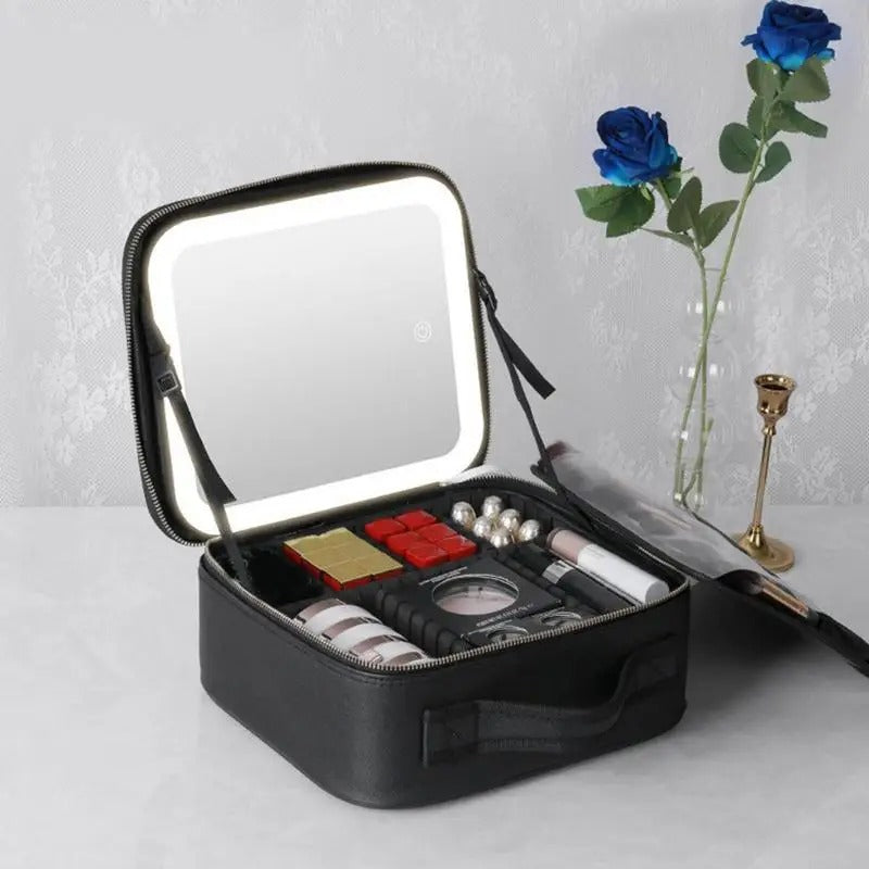 COSMETIQUERA PROFESIONAL CON ESPEJO LED