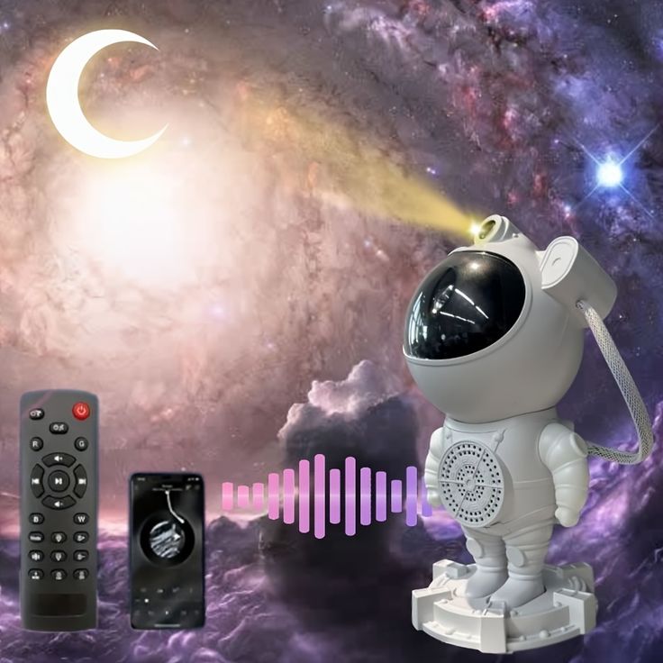 ASTRONAUTA PROYECTOR DE NEBULOSAS CON PARLANTE Y BLUETOOTH
