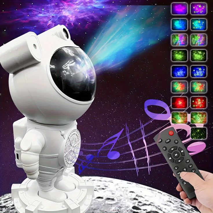 ASTRONAUTA PROYECTOR DE NEBULOSAS CON PARLANTE Y BLUETOOTH