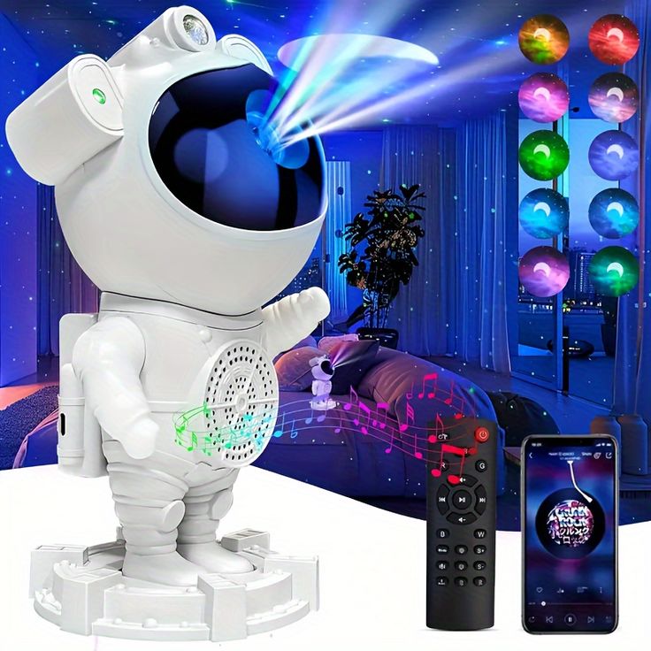 ASTRONAUTA PROYECTOR DE NEBULOSAS CON PARLANTE Y BLUETOOTH
