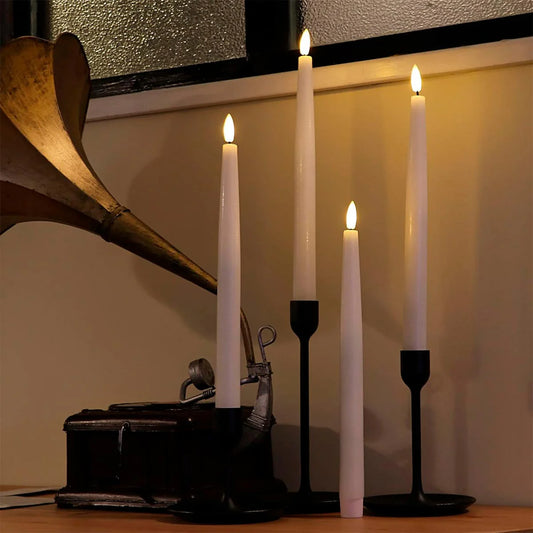 SET X4 UNIDADES DE VELAS LED LARGAS DECORATIVAS - EFECTO REAL