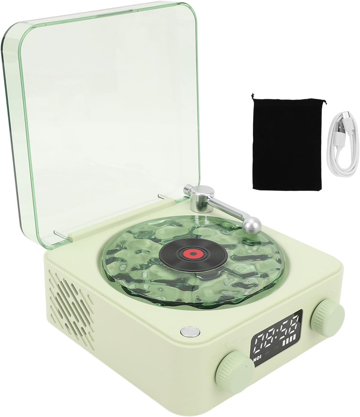 PARLANTE RETRO TOCADISCOS CON PROYECCIÓN DE LUCES TIPO ONDAS