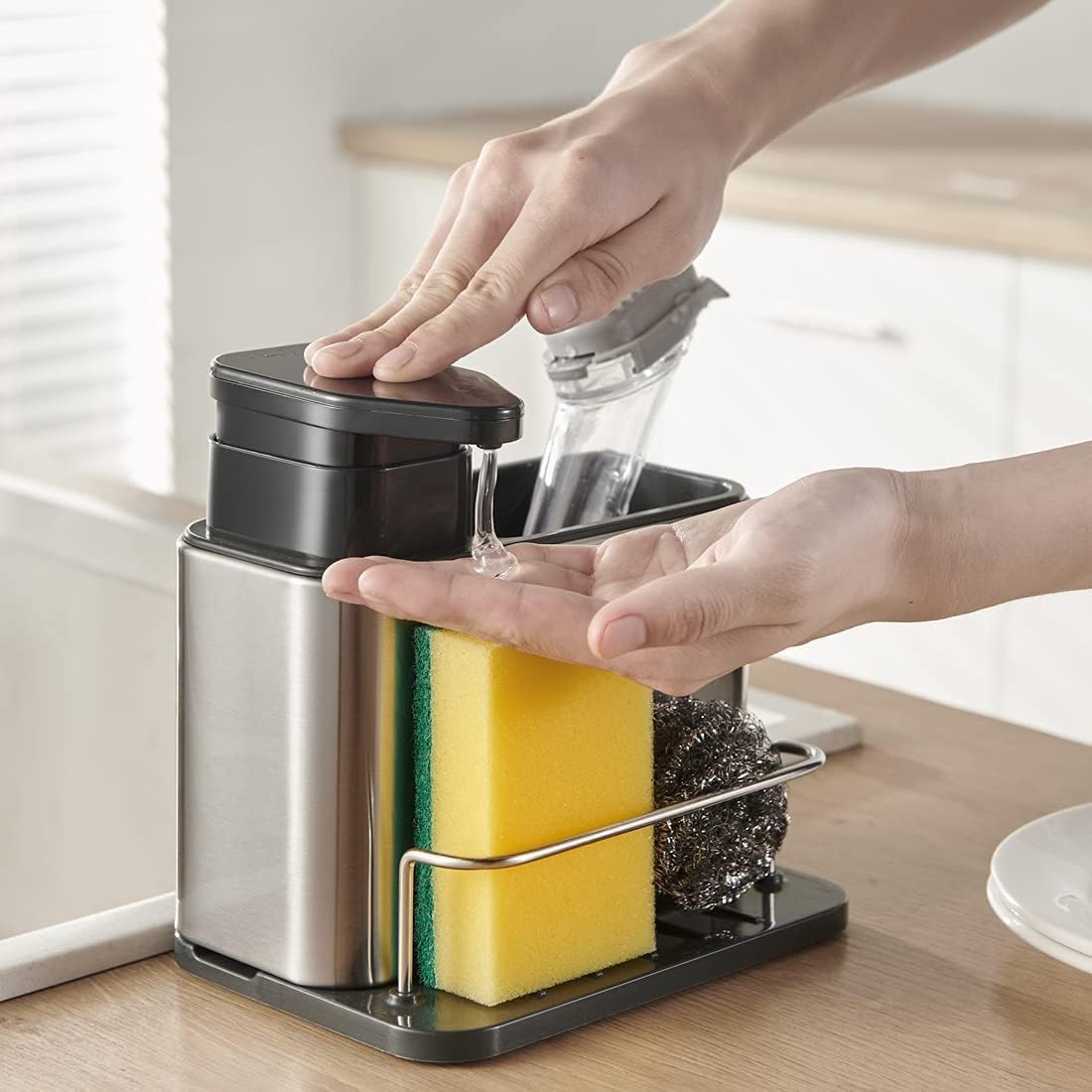 DISPENSADOR DE JABÓN 3 EN 1 - ACERO INOXIDABLE