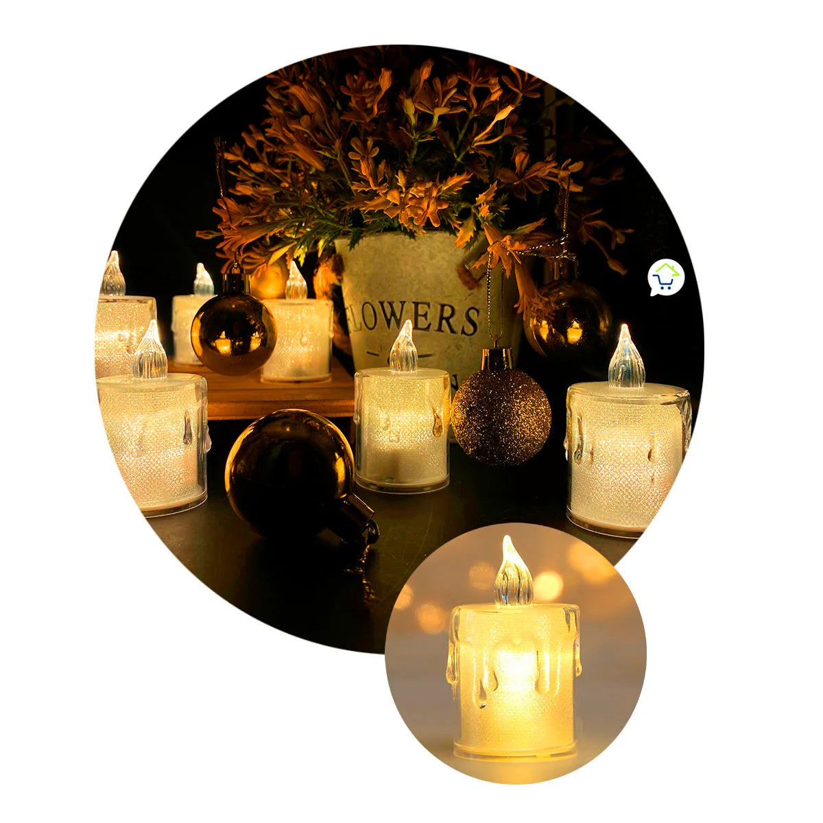 VELAS LED EFECTO CRISTAL MEDIANAS/PEQUEÑAS