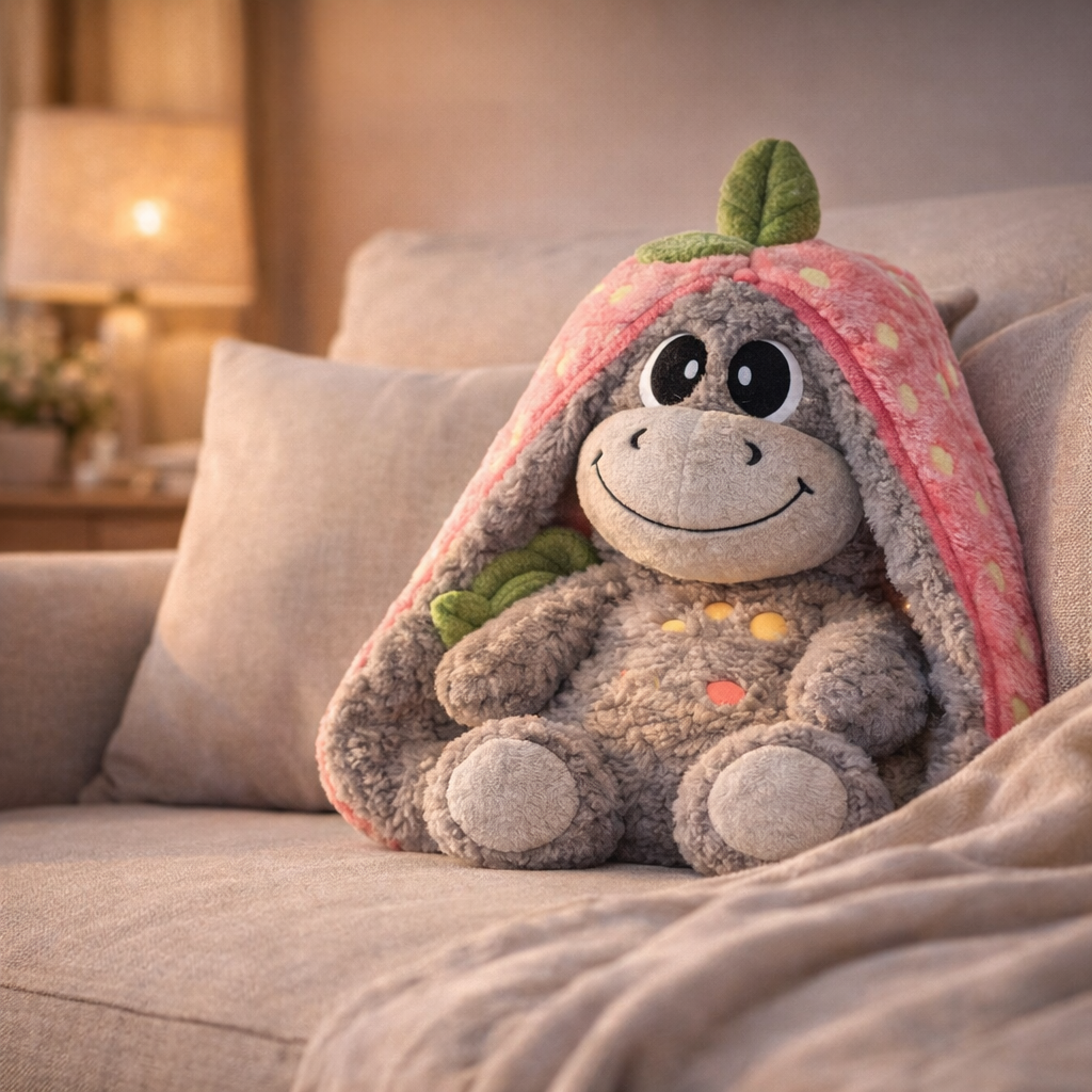 PELUCHE BURRITO QUE RESPIRA CON SONIDO (FRESA O AGUACATE)
