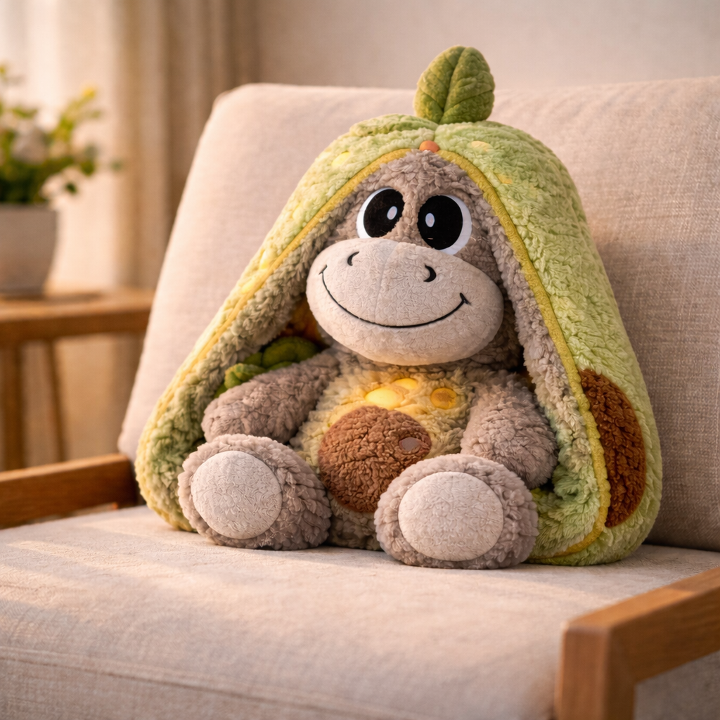 PELUCHE BURRITO QUE RESPIRA CON SONIDO (FRESA O AGUACATE)
