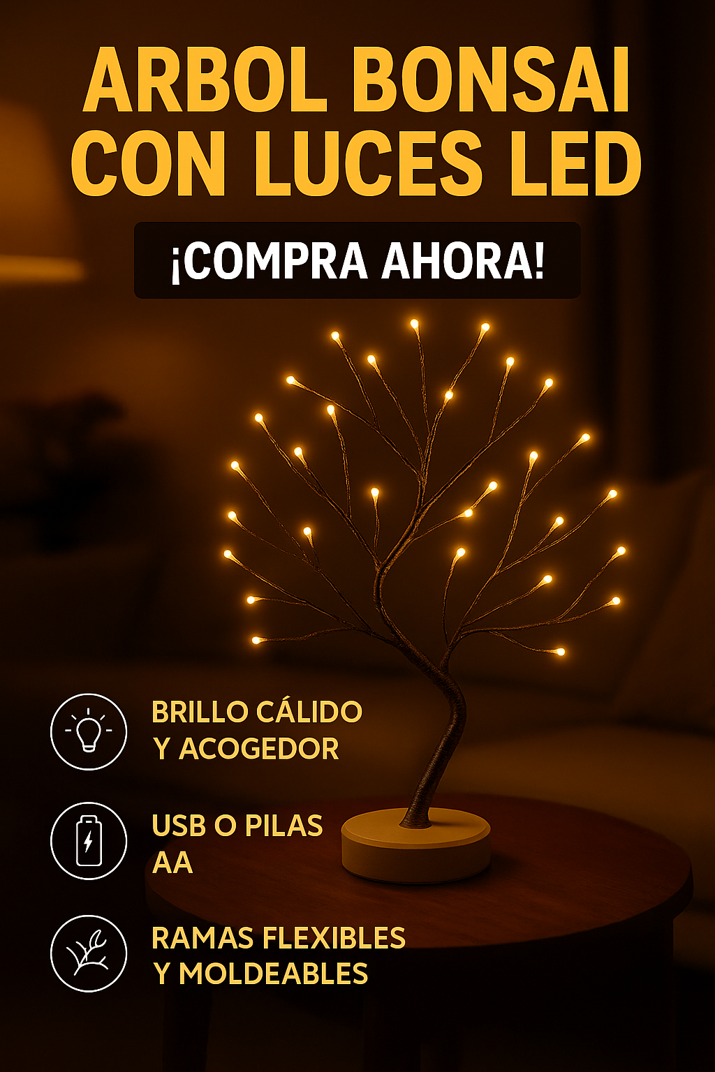 LÁMPARA ÁRBOL BONSAI DECORATIVO - NAVIDAD