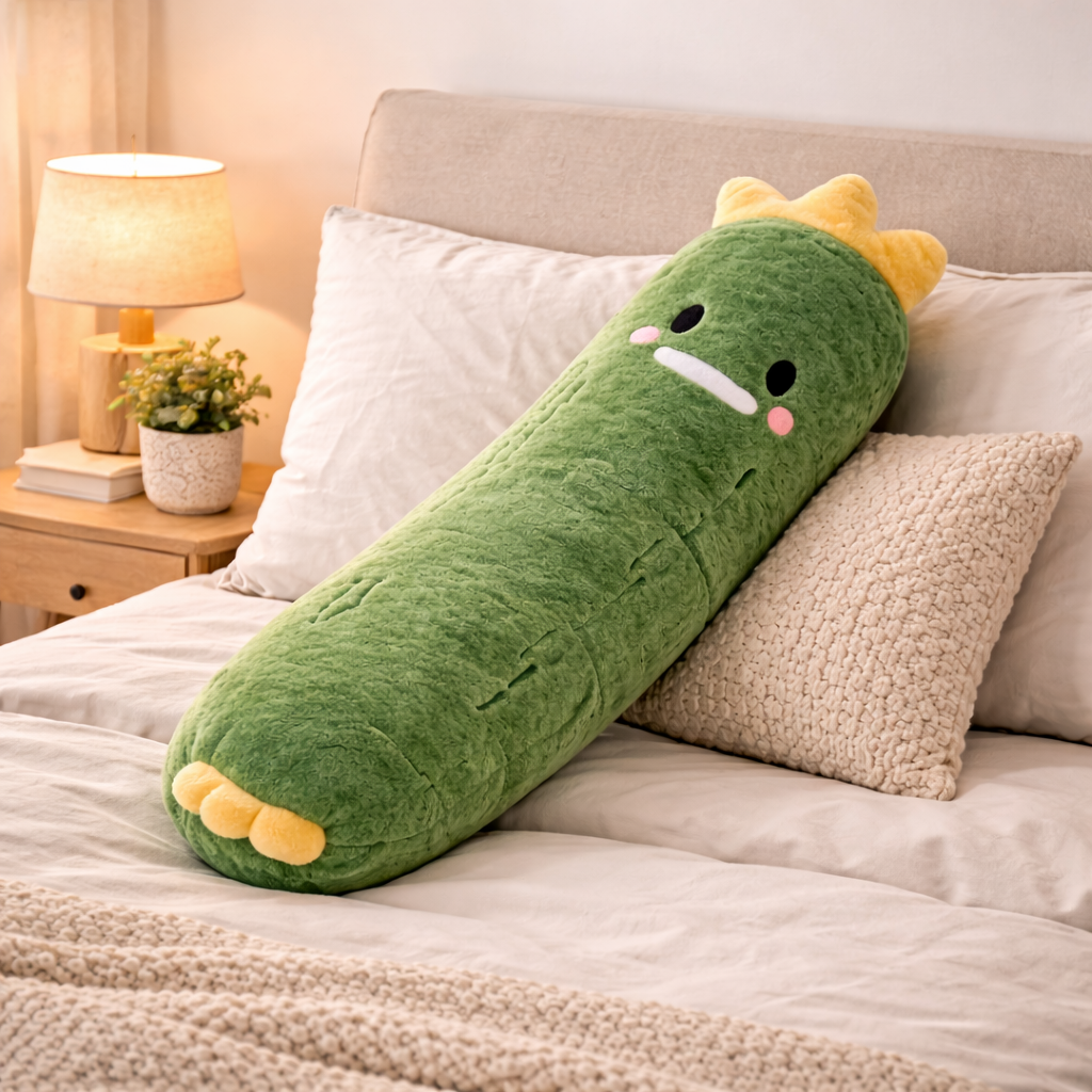 ALMOHADA LARGA DE PEPINO Y DE ZANAHORIA