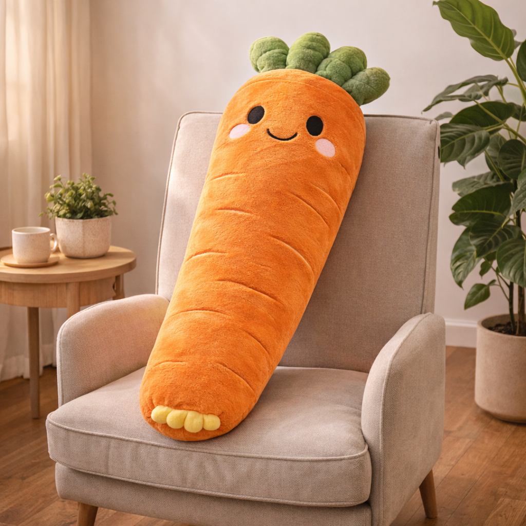 ALMOHADA LARGA DE PEPINO Y DE ZANAHORIA