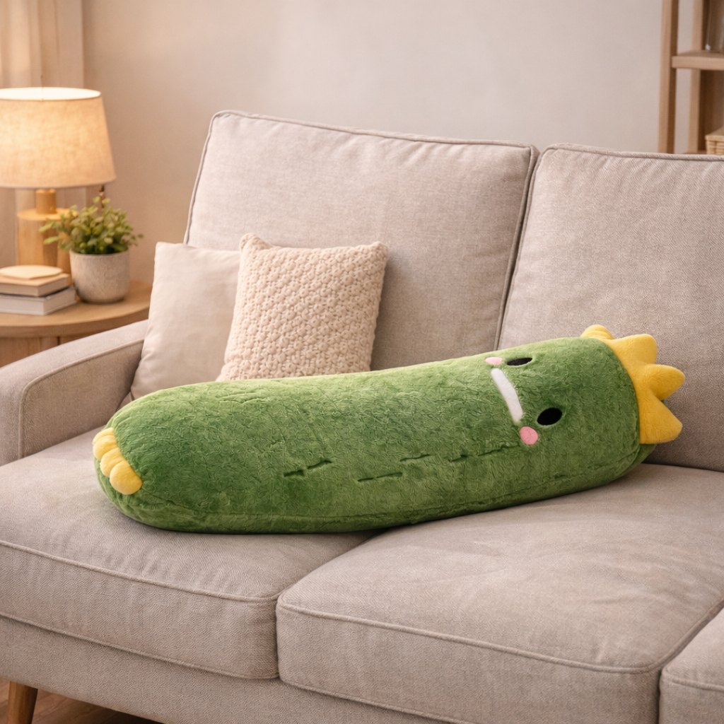 ALMOHADA LARGA DE PEPINO Y DE ZANAHORIA