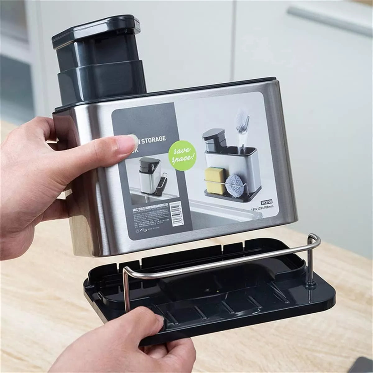 DISPENSADOR DE JABÓN 3 EN 1 - ACERO INOXIDABLE