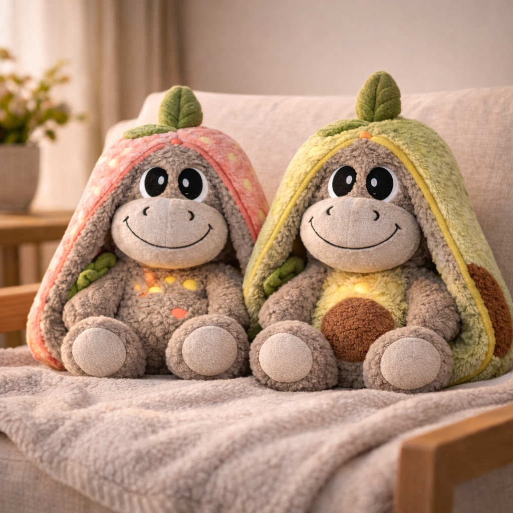 PELUCHE BURRITO QUE RESPIRA CON SONIDO (FRESA O AGUACATE)