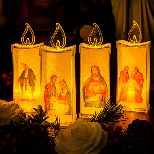 VELAS LED CON IMAGEN RELIGIOSA X4 UNIDADES