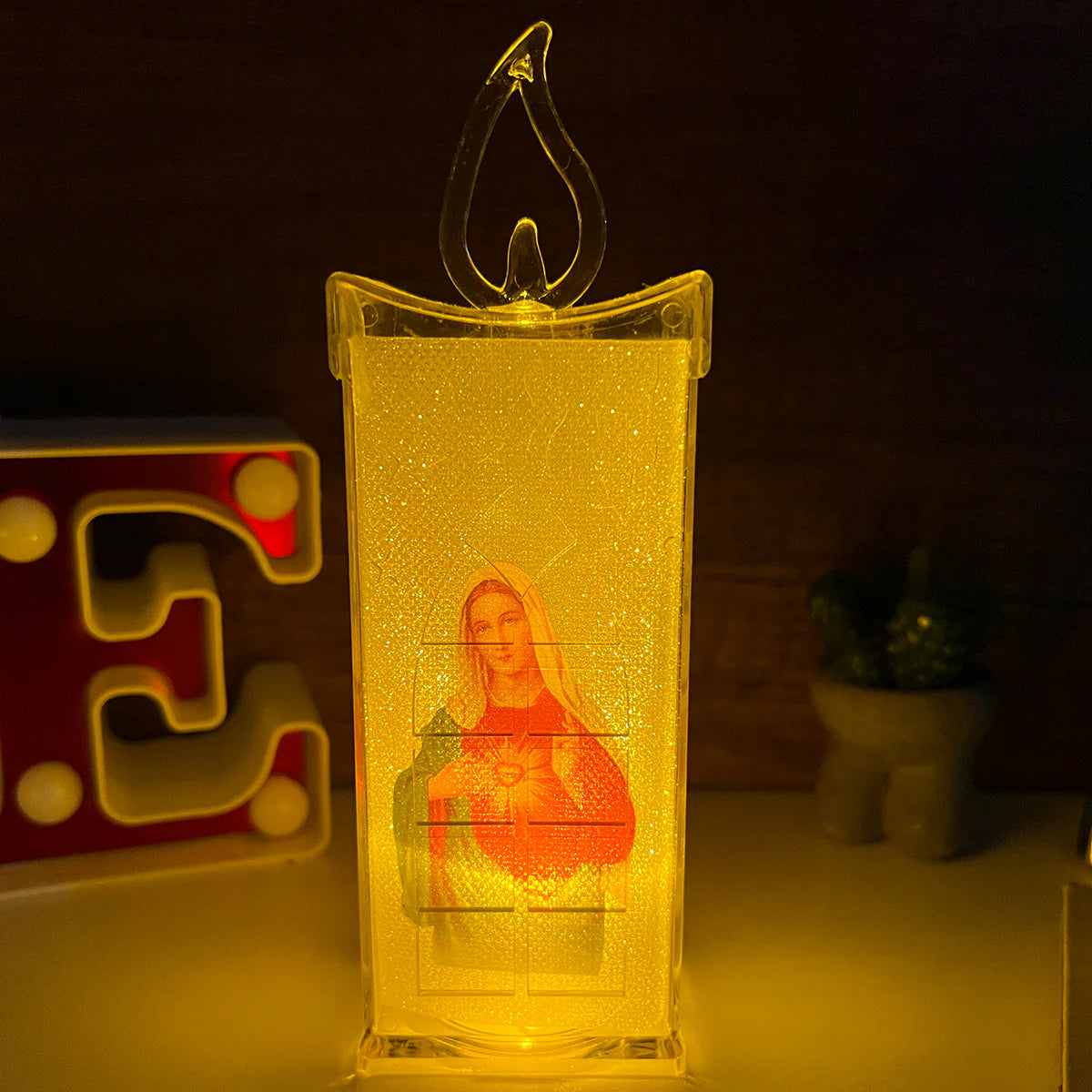 VELAS LED CON IMAGEN RELIGIOSA X4 UNIDADES